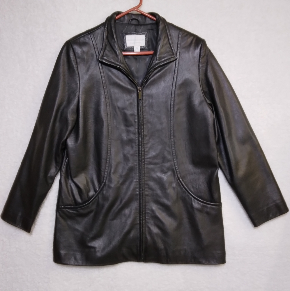 Worthington Women's Black Lambskin Jacket Size Large